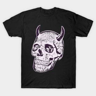 Horned Skull In Pink T-Shirt